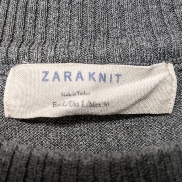ZARA Knit Embroidered Tiger Crew Neck Sweater L - Picture 6 of 7